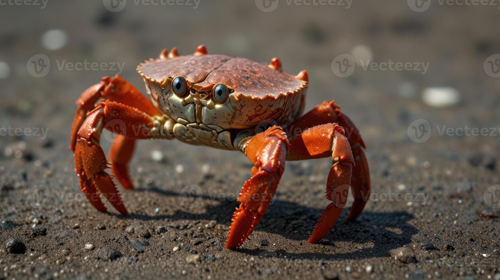 Close-up of a reddish crab on the ground photo