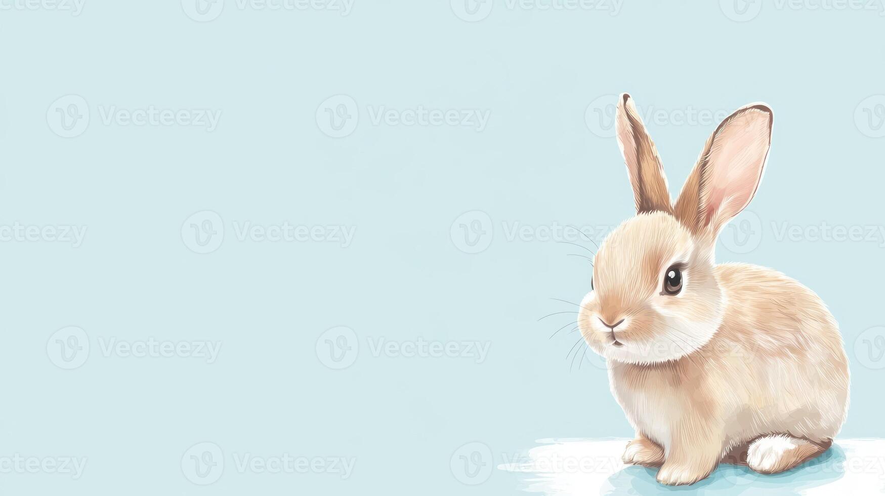 Pastel bunny illustration on a light blue background photo