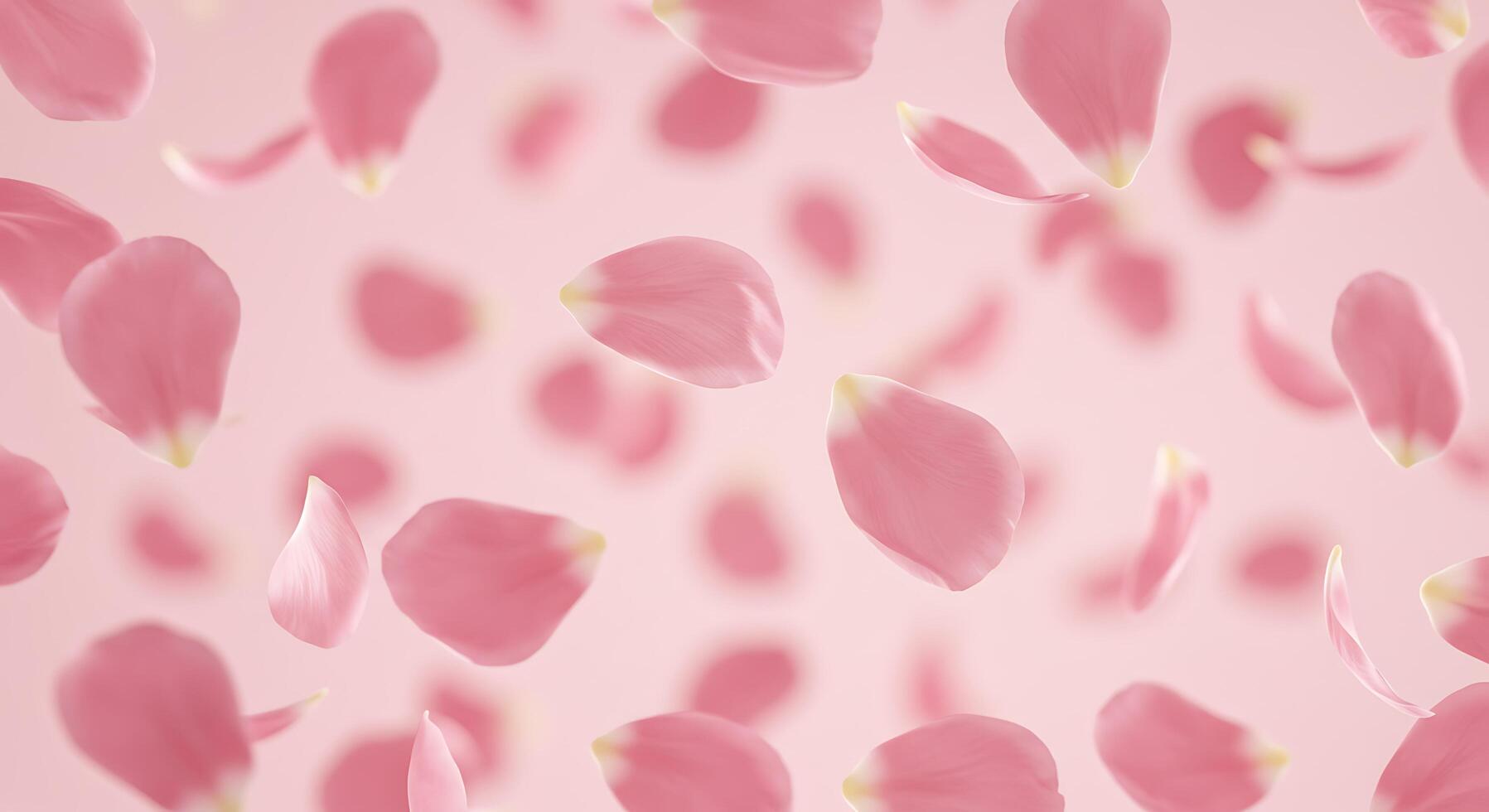 Pink petals falling from the sky on a pink background photo