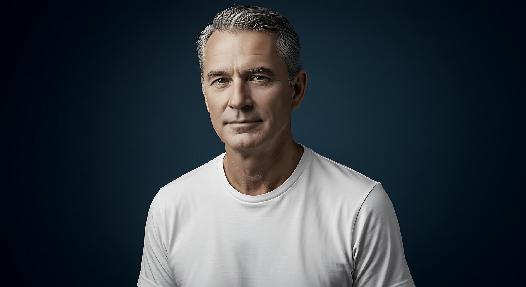 A man in a white t - shirt photo