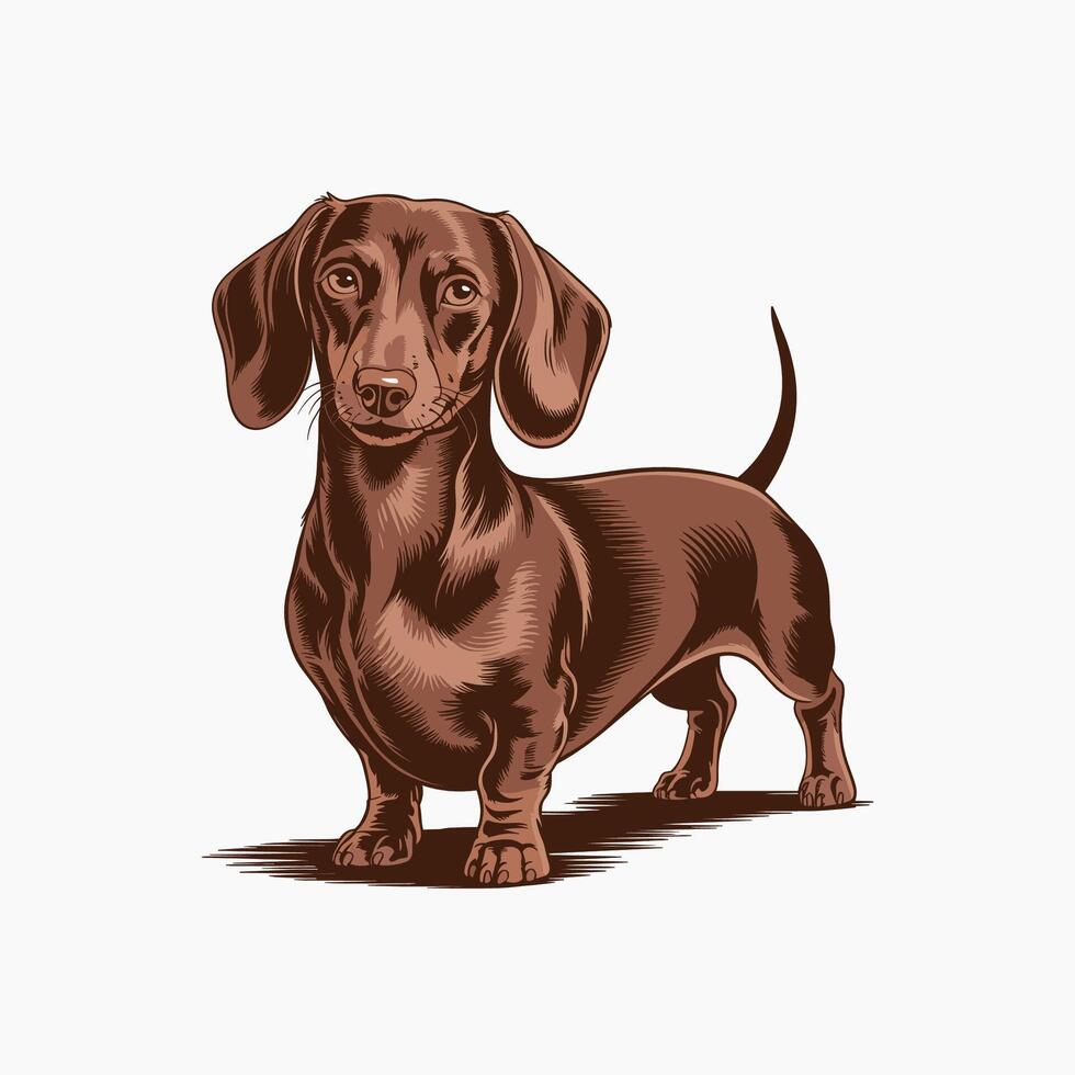 standing dachshund dog illustration vector