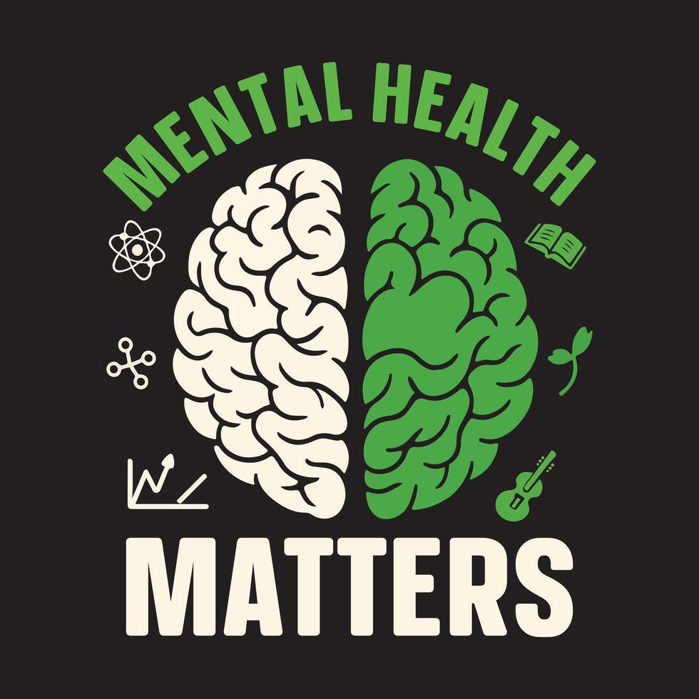 Mental Health Matters - Mental Health T-shirt , Retro Selfcare Illustration, Health Care Quotes, Positive Sayings, Inspirational Mental Mental Month Tshirt vector