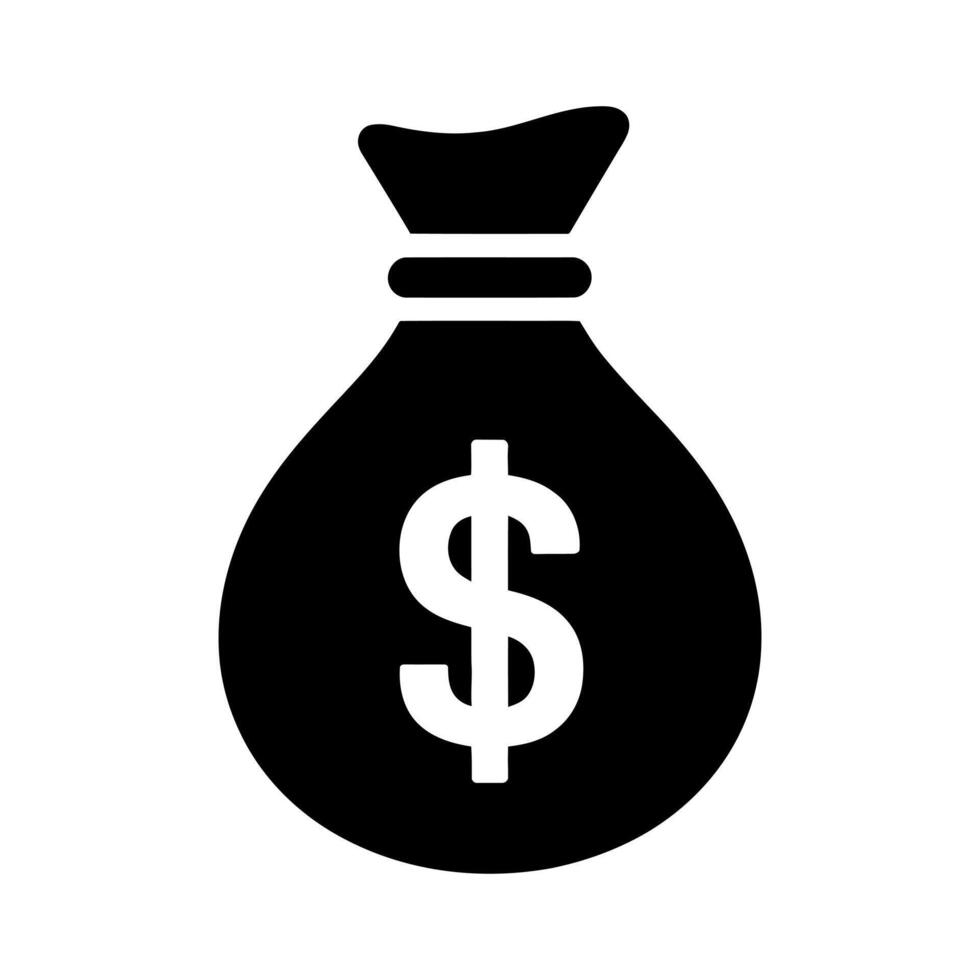 Black money bag with dollar sign finance wealth 2 vector