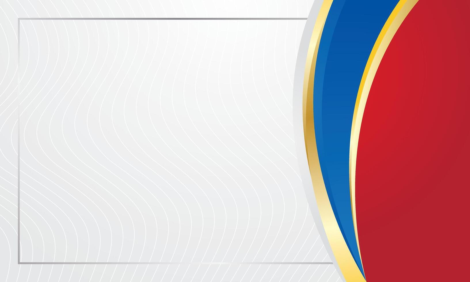 Certificate background with modern blue red gold curves vector