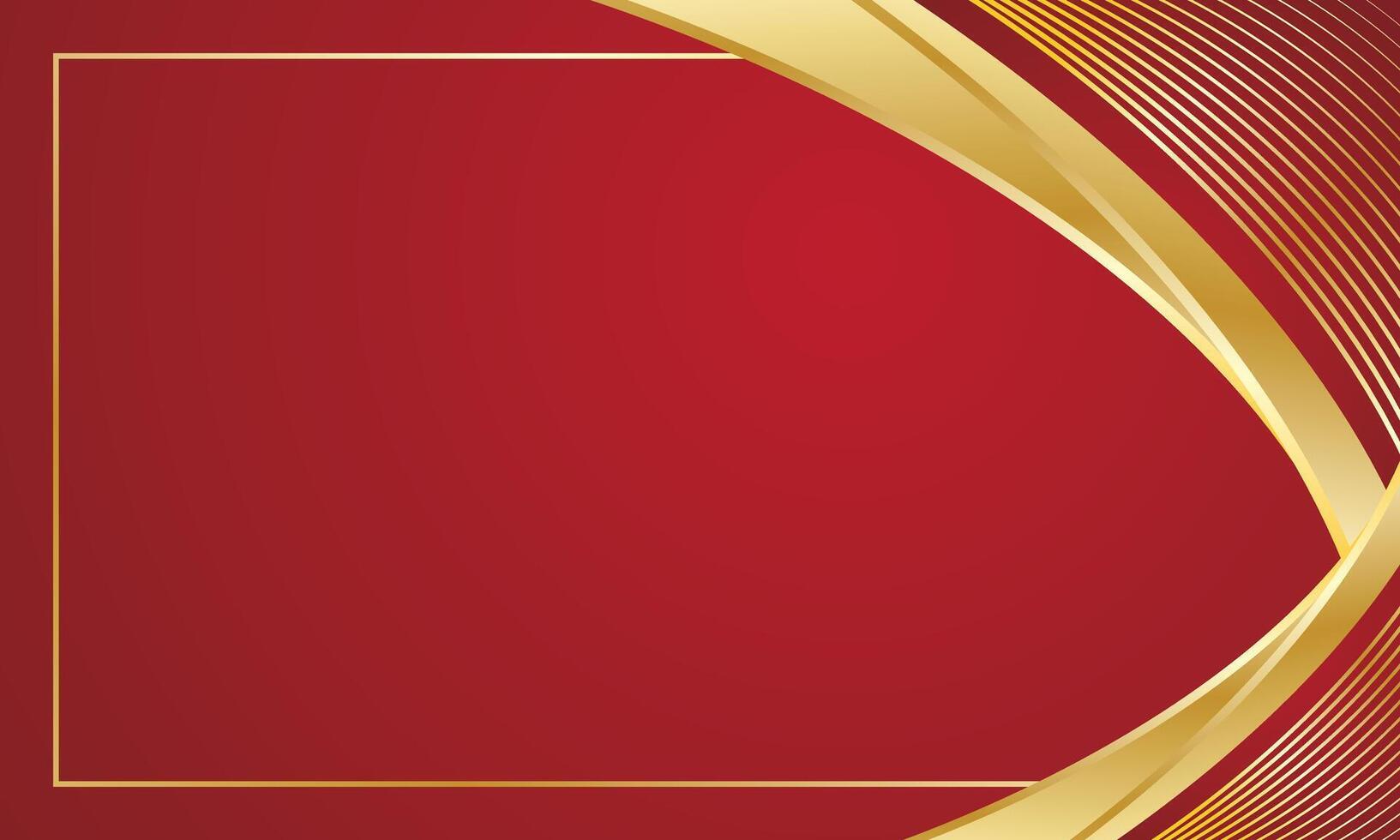 Red gold certificate background, stylish curve abstract vector