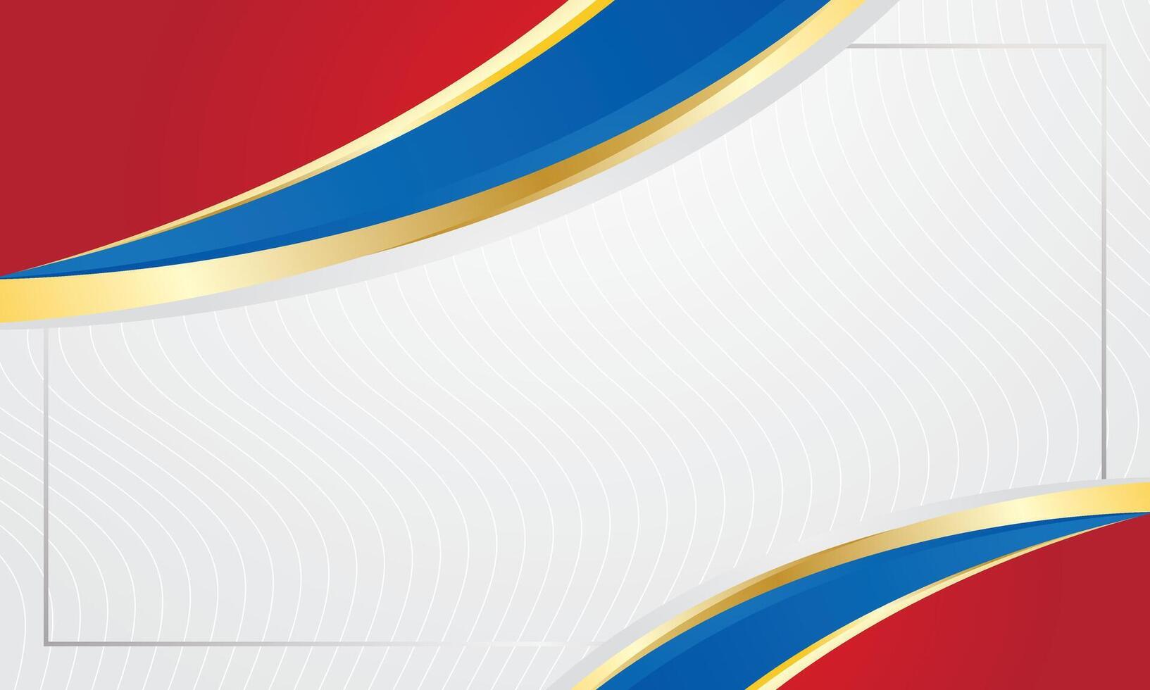 Red blue gold abstract curve corner border for certificate vector