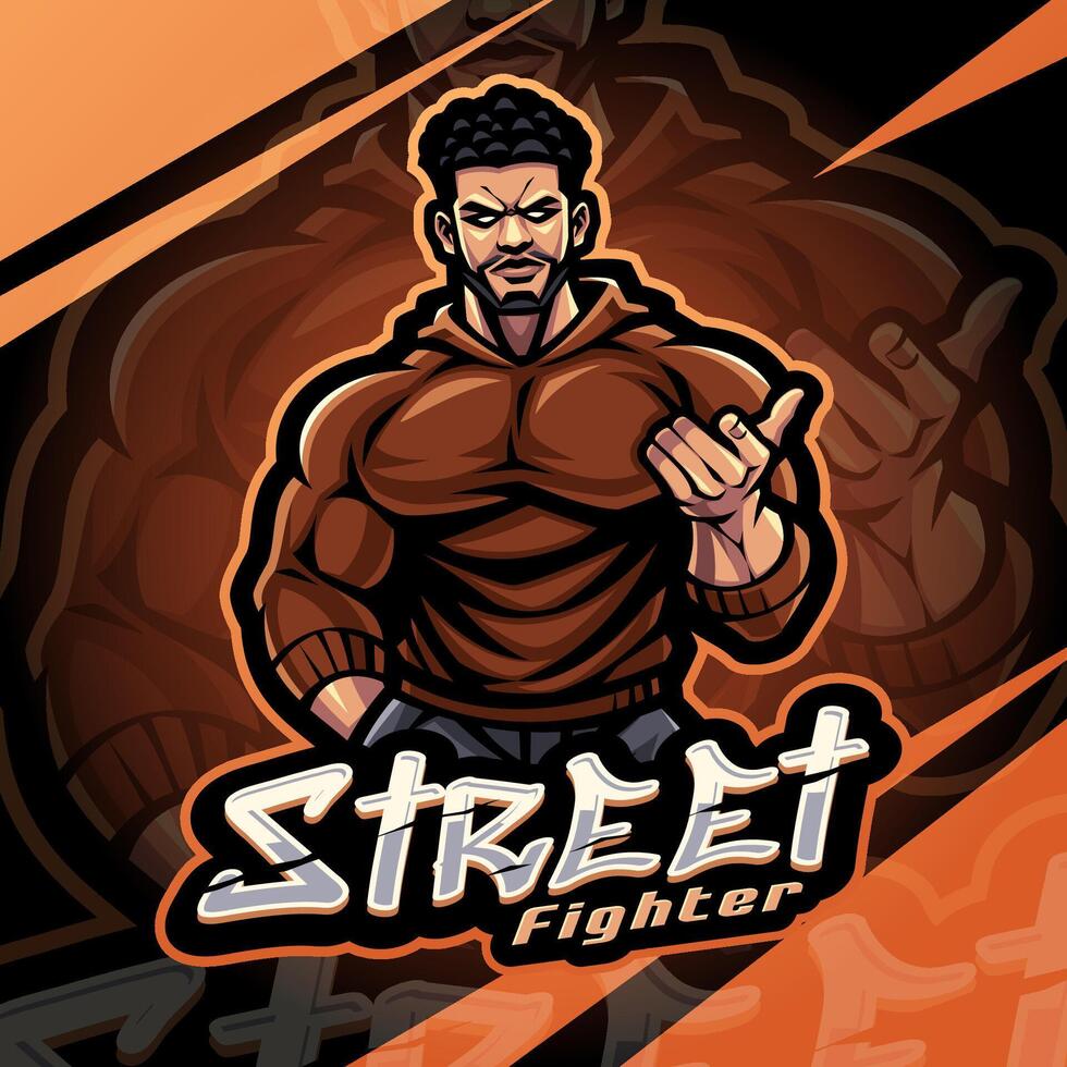 Street fighter mascot logo design vector