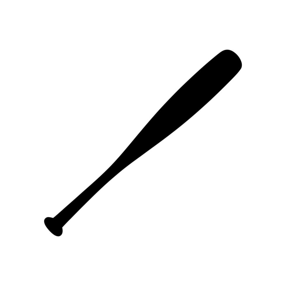 Black baseball bat silhouette sports equipment white background vector