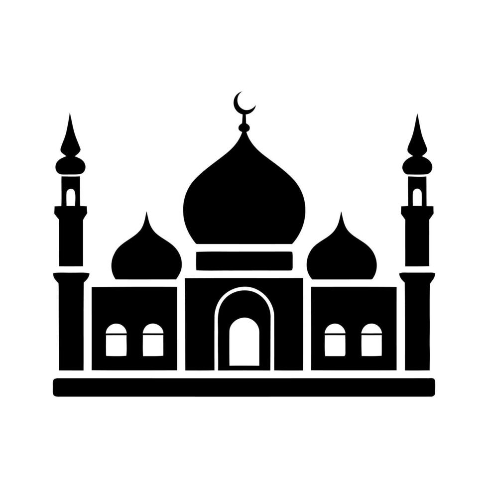 Islamic mosque architecture with domes and minarets vector