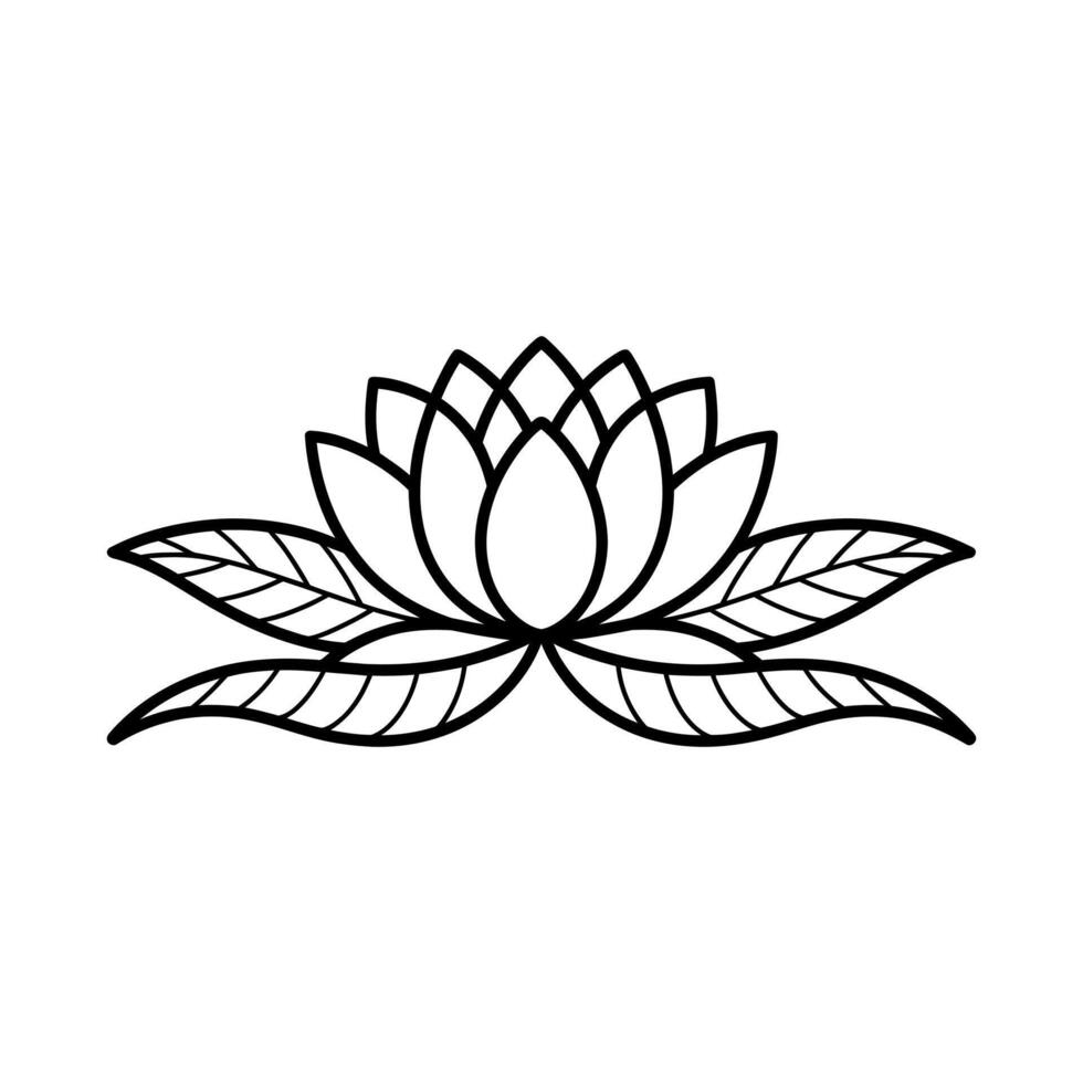 Stylized lotus flower with leaves bloom petals vector