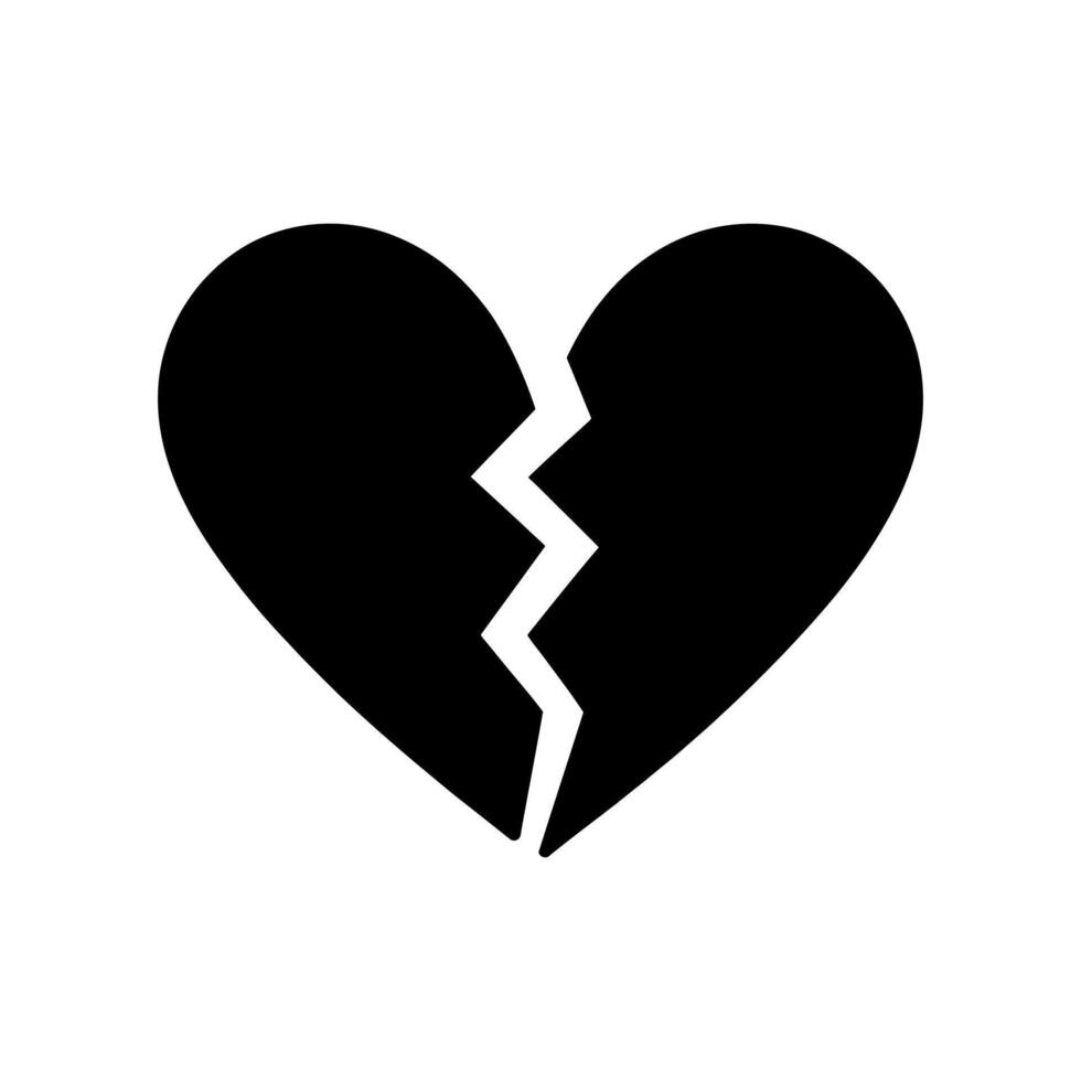 Black broken heart symbol love sadness vector