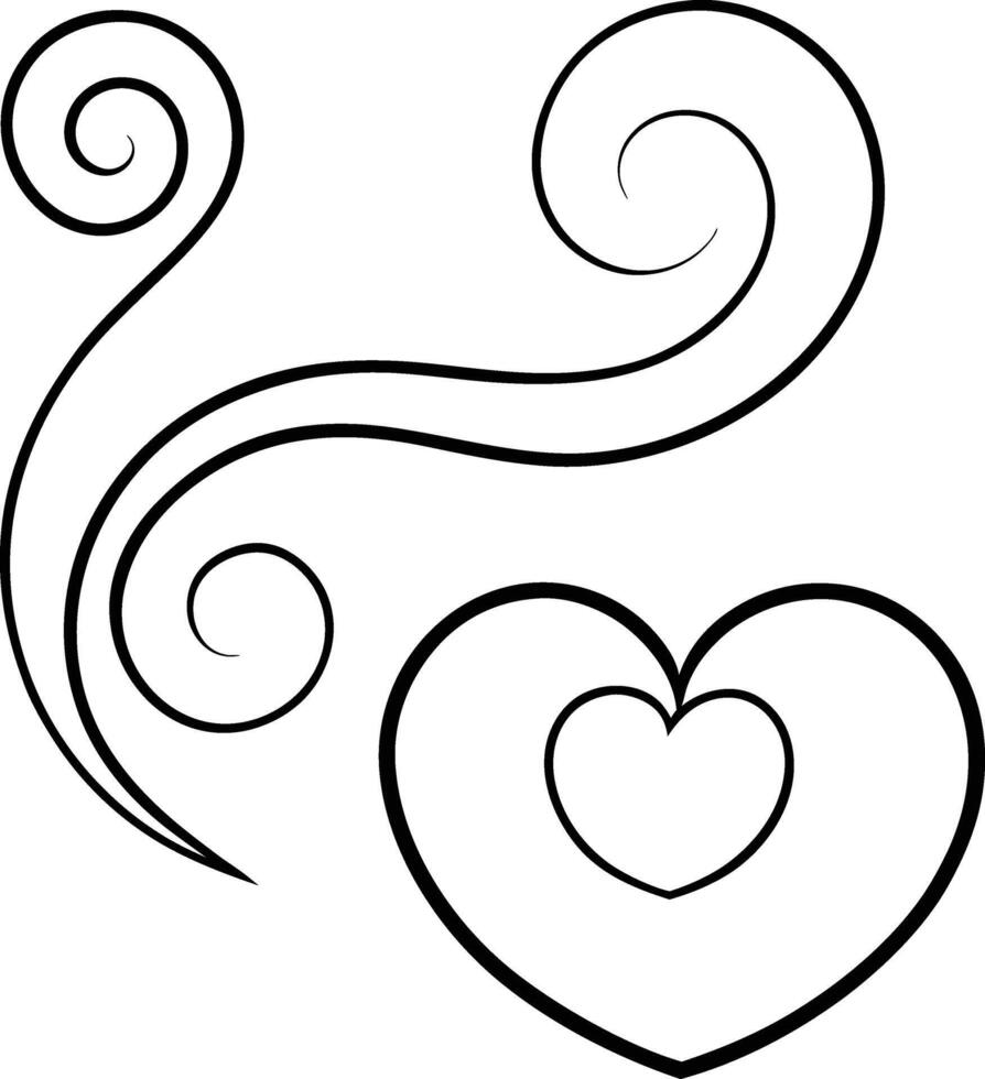 Heart and swirls coloring pages vector