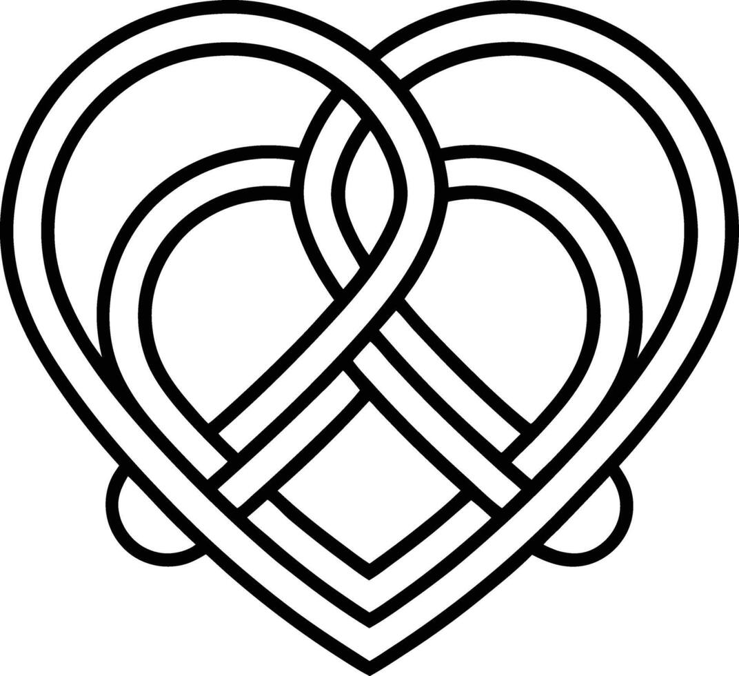 Heart with two intertwined knots in it vector
