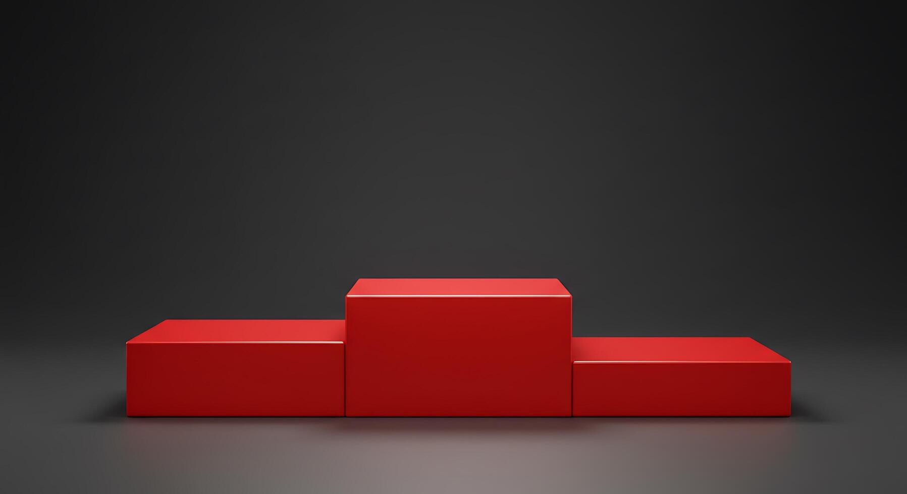 Red podiums on black background 3d render photo