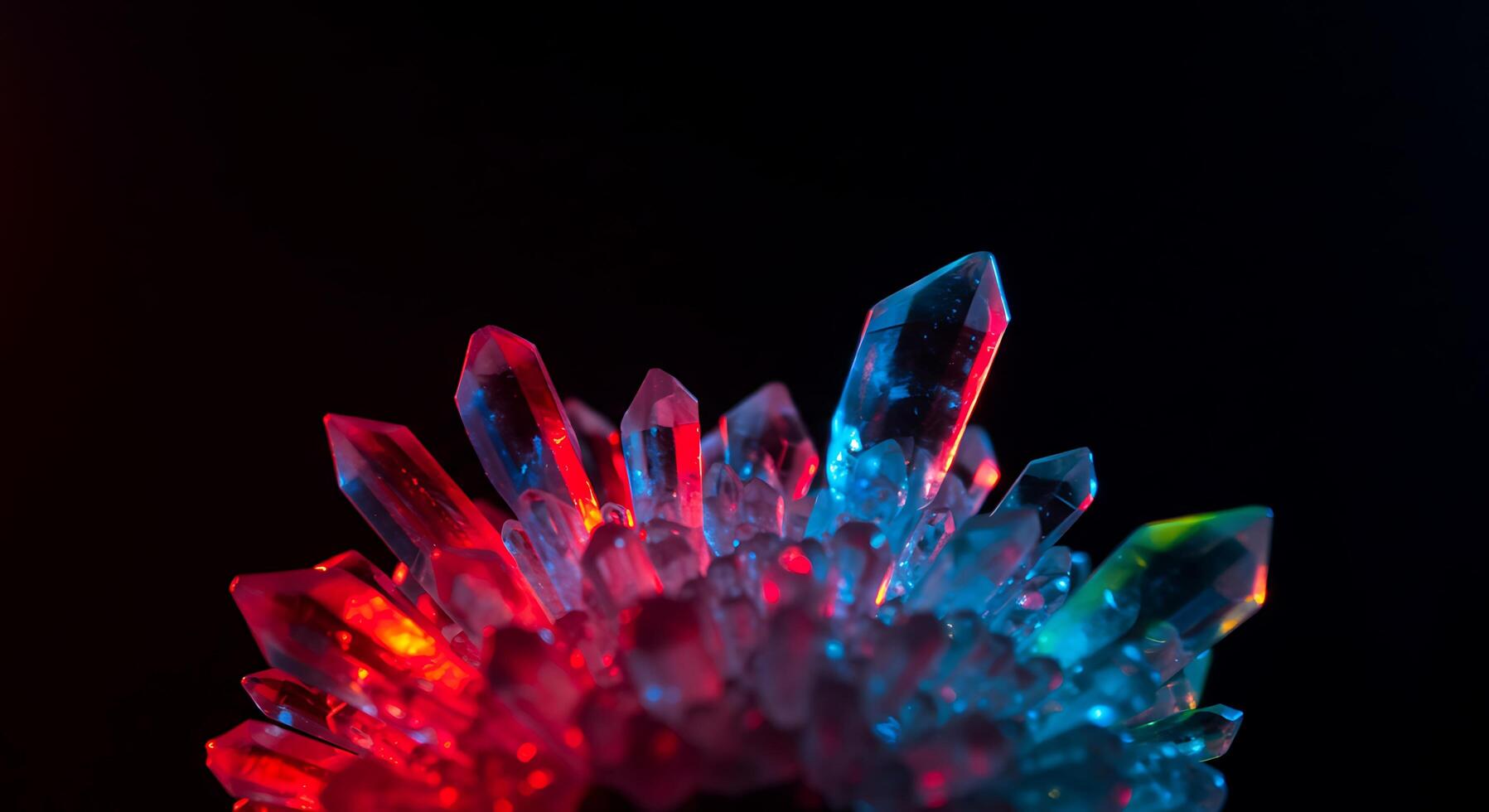 A colorful crystal with red, blue and green lights photo