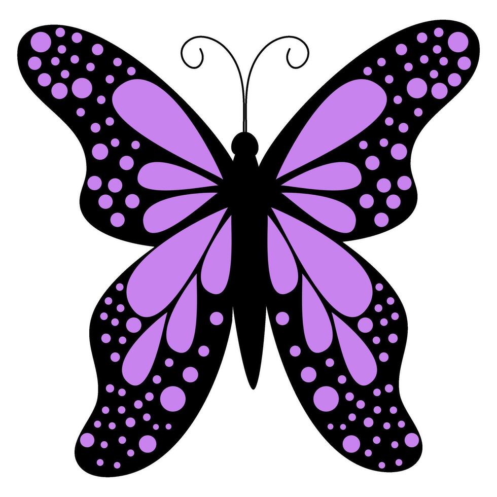 Colorful of summer flat illustration Purple butterflies. Trendy modern illustration isolated on transparent background, vector