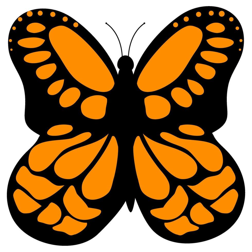 Colorful of summer yellow butterflies. Trendy modern illustration isolated on transparent background, vector