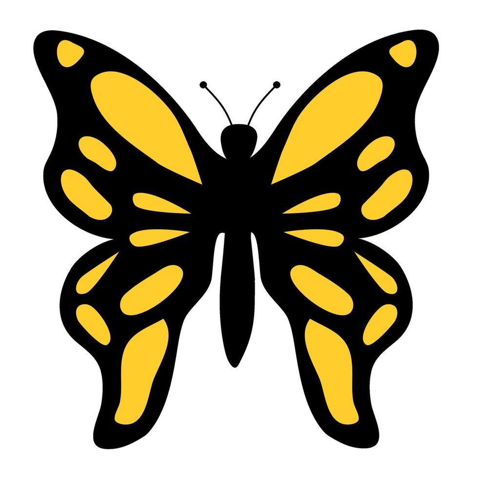 Colorful of summer yellow butterflies wildlife. Trendy modern illustration isolated on transparent background, vector