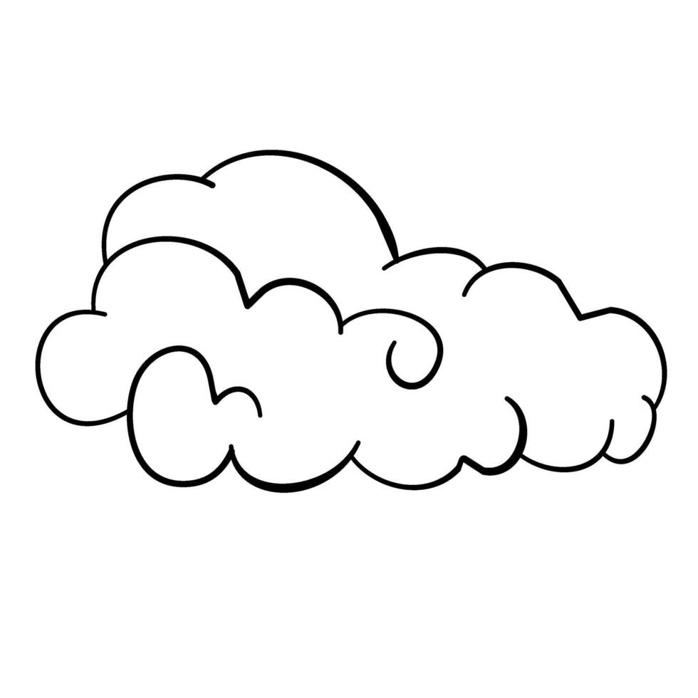 Hand drawn cloud sketch style cloud Simple line drawing outline flat cloud vector