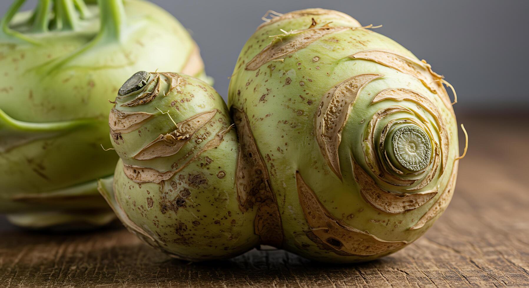 Two green vegetables on a table photo