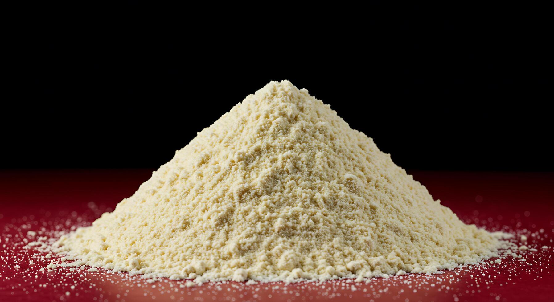 A pile of white powder on a red surface photo