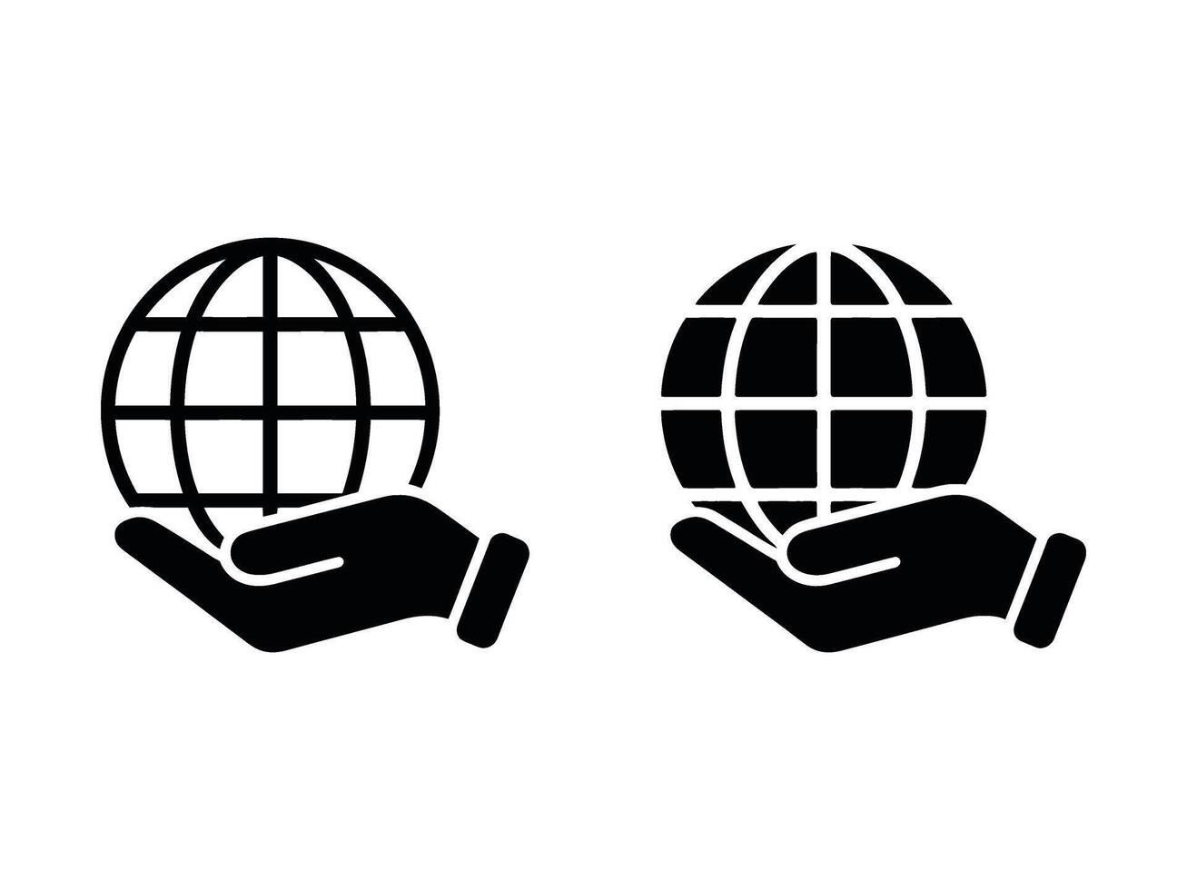 Two hands holding a globe and a hand holding a globe vector