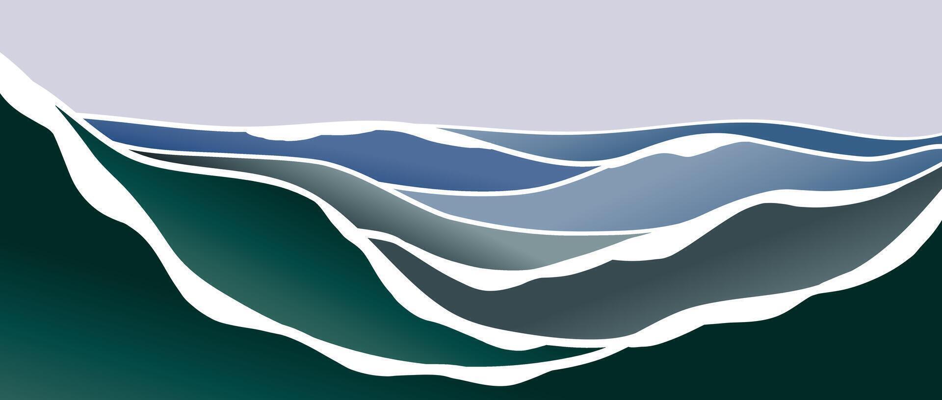 Ocean wave illustration. Creative minimalist modern art. Abstract contemporary aesthetic backgrounds landscapes. with Ocean wave and sea. use for print art, poster, cover, banner vector