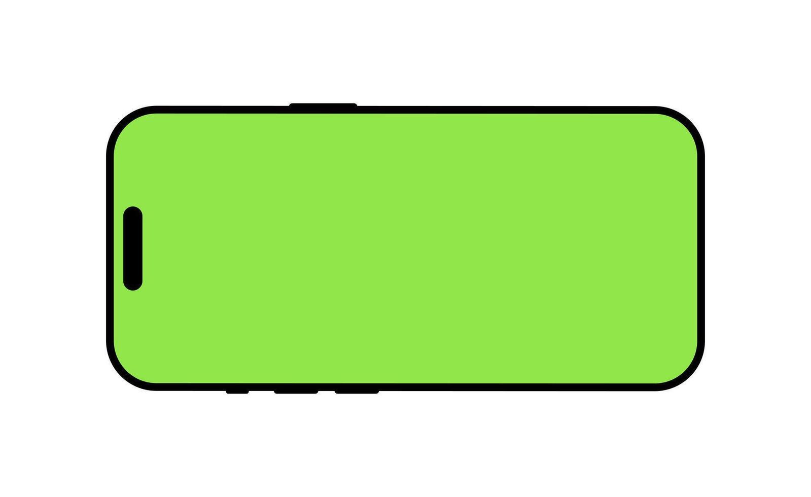 Smartphone frame. Blank smart phone green screen backdrop. Gadget flat symbol. Device front horizontal view. Sign for website design, ui, mobile app. Mobile phone black icon. vector