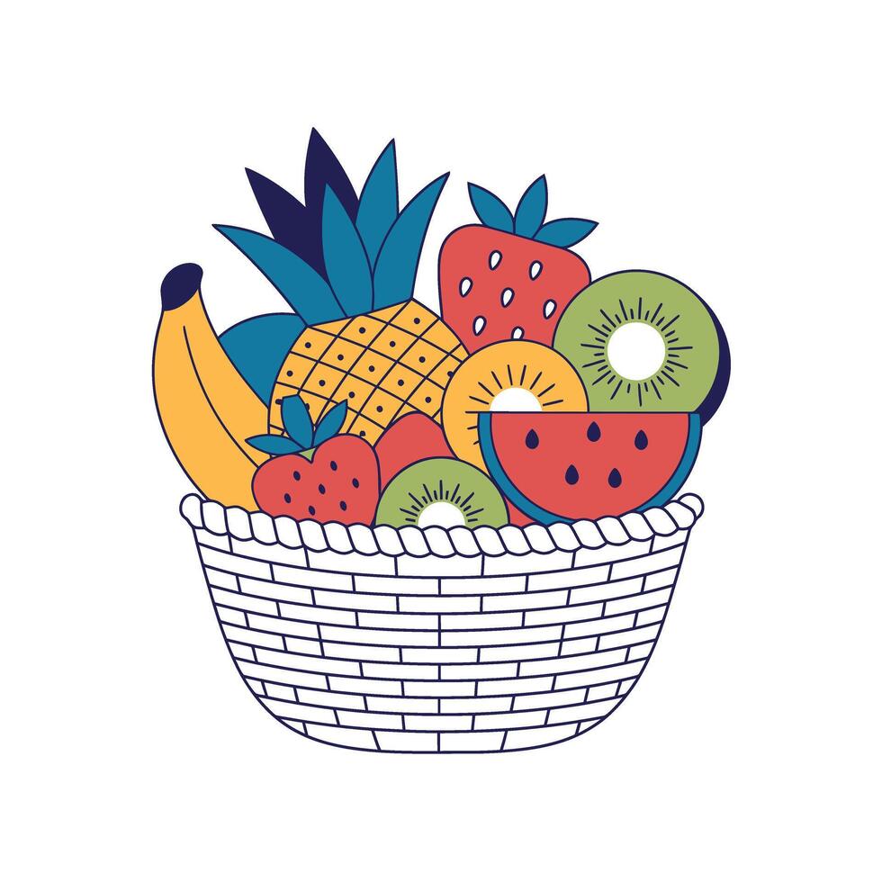 Fruit basket illustration vector