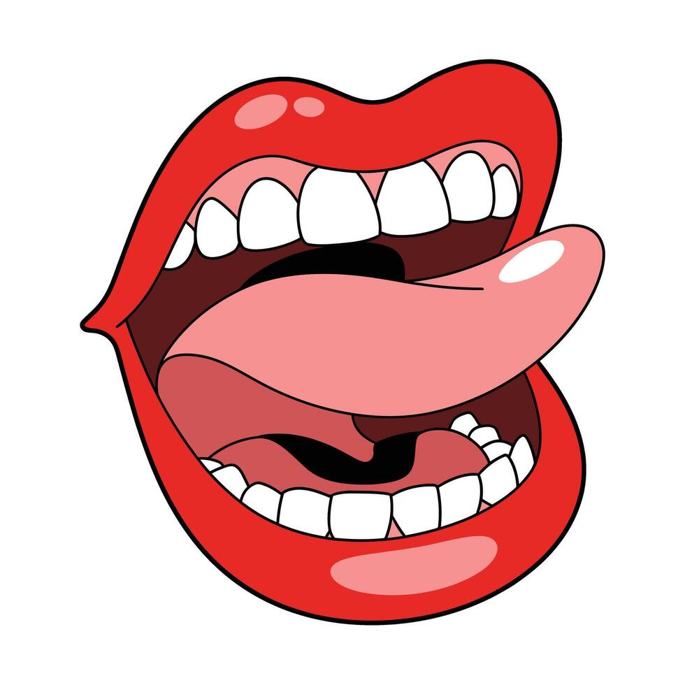 A cartoon mouth with open tongue vector
