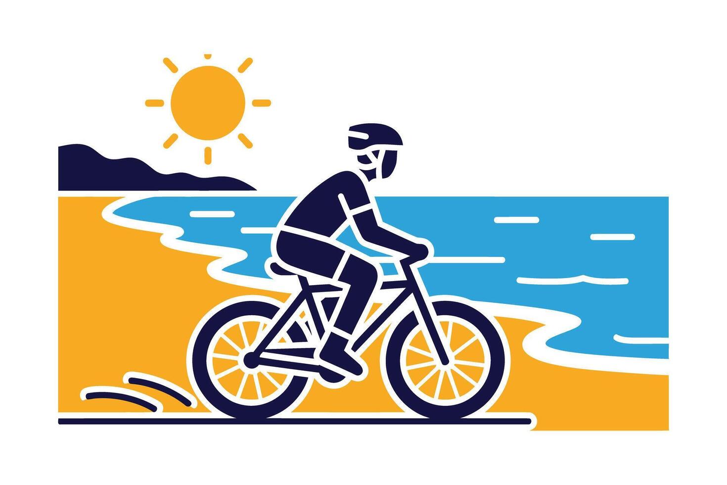 A man riding a bike on the beach vector