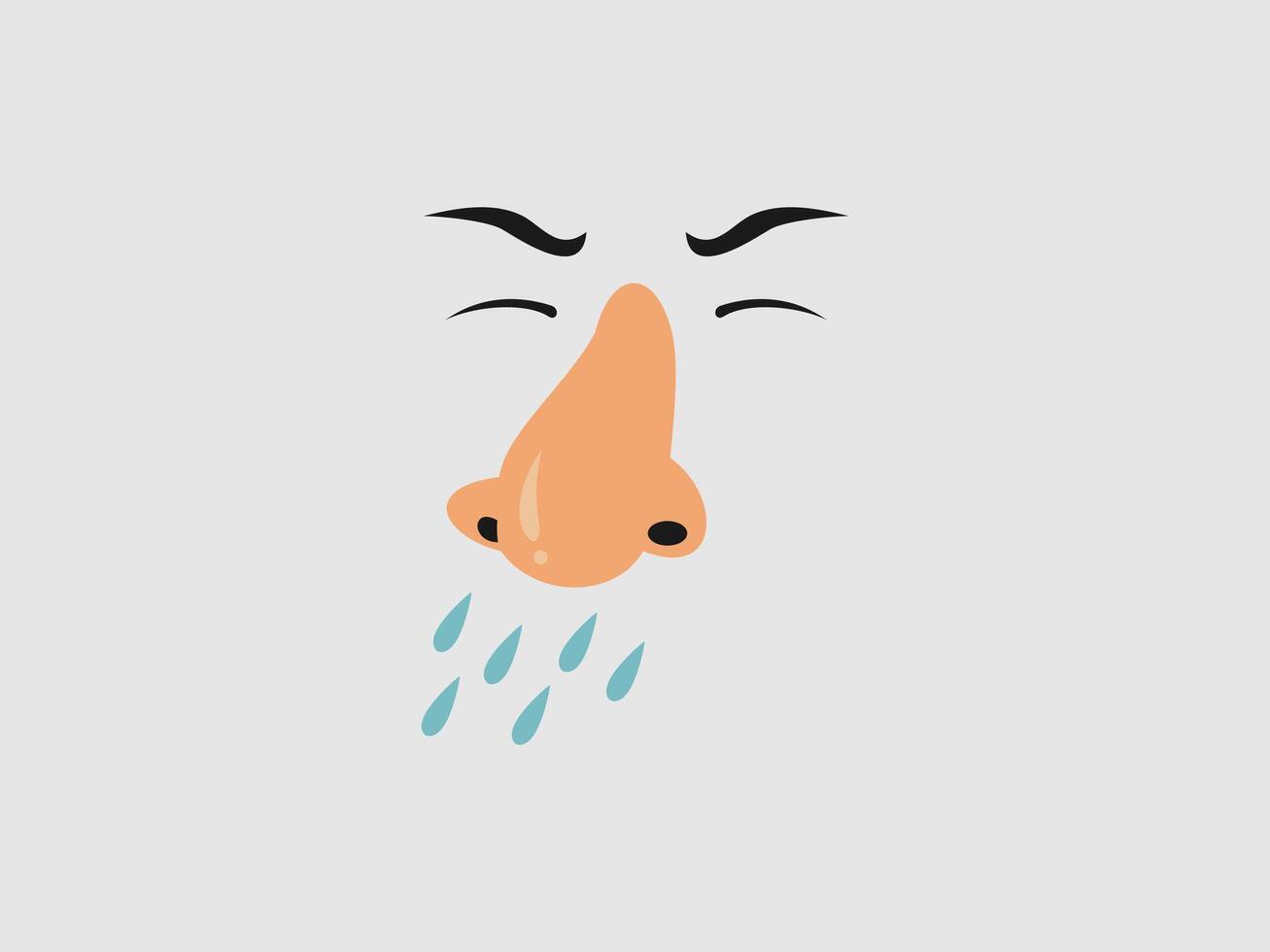a whimsical and relatable illustration depicting a person experiencing allergies vector