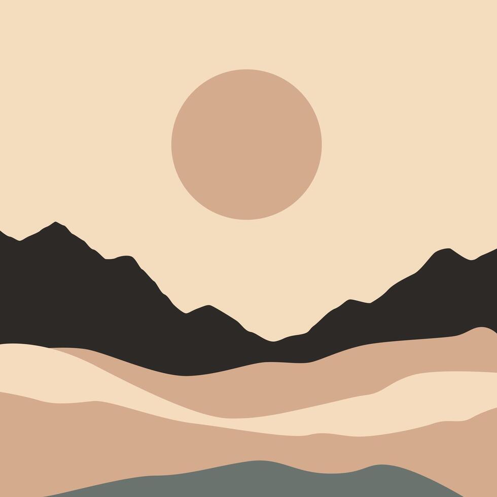 Simple Illustration Design of a Mountain with the Sun Above It vector