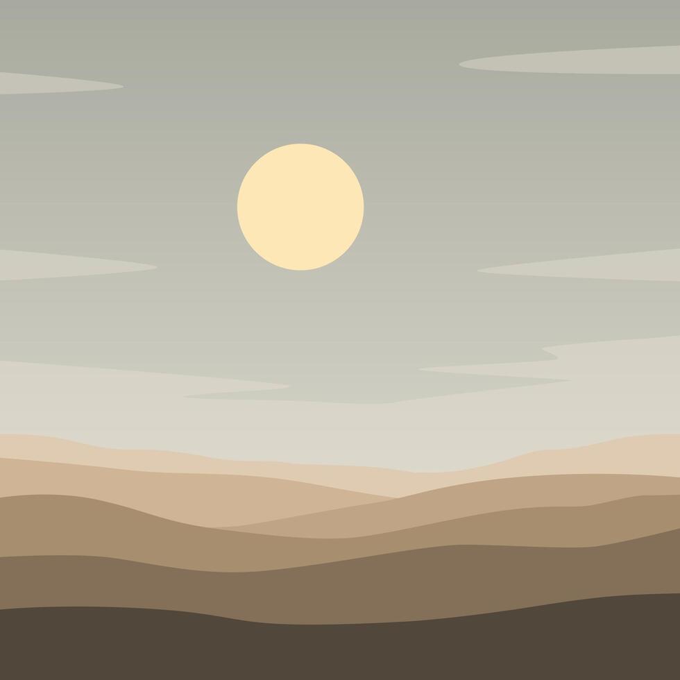 Illustration in the Desert with the Sun Above vector
