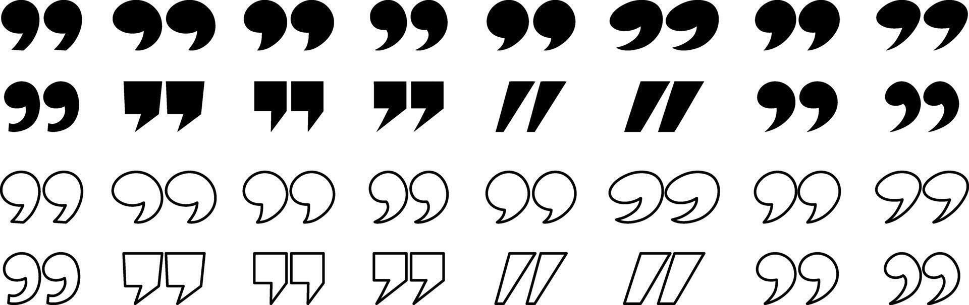 Quotes set icon isolated. Quotation mark. Sign collection vector