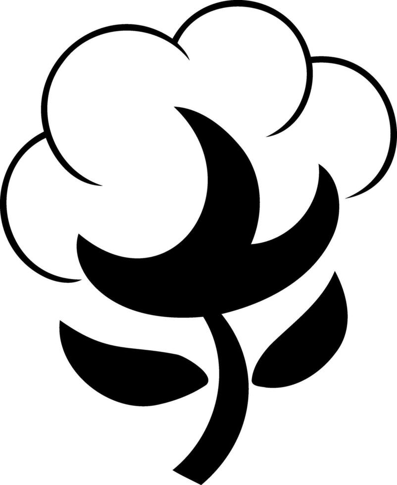 Doodle flower cotton icon Black clipart vector