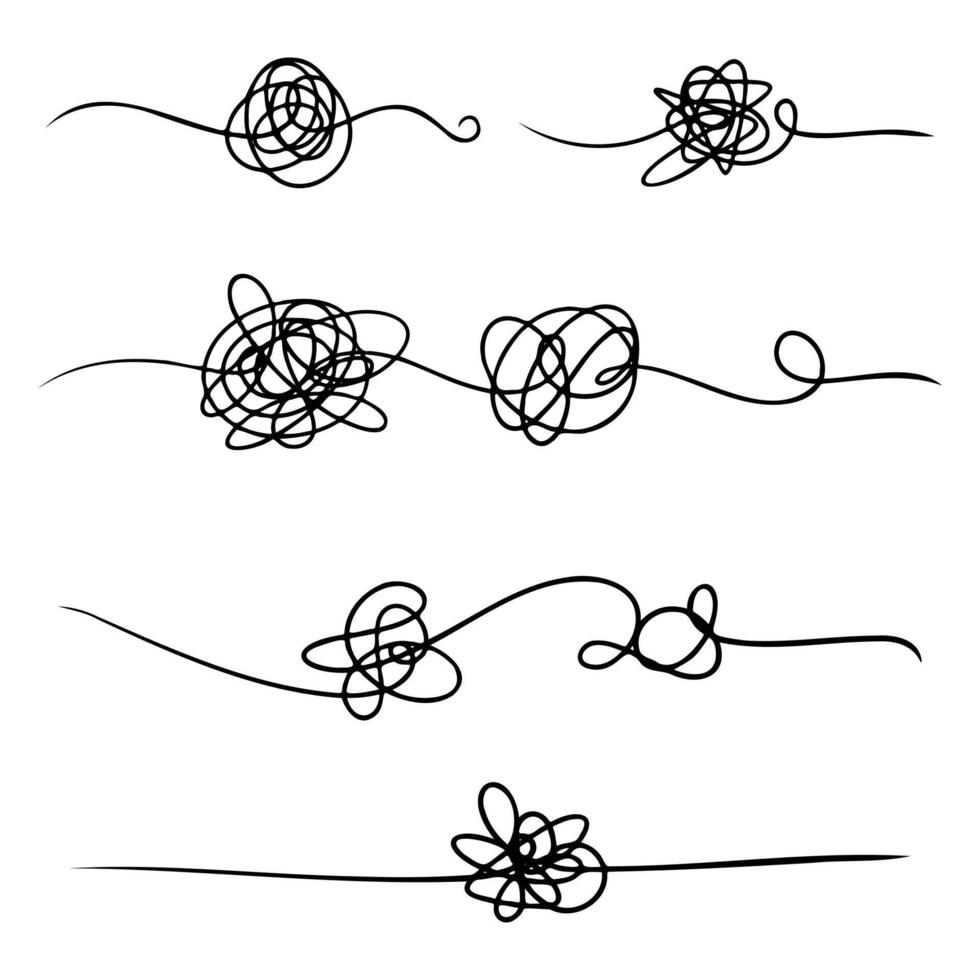 Tangled Scribble Lines Collection for Confusion Concepts and Creative Design vector
