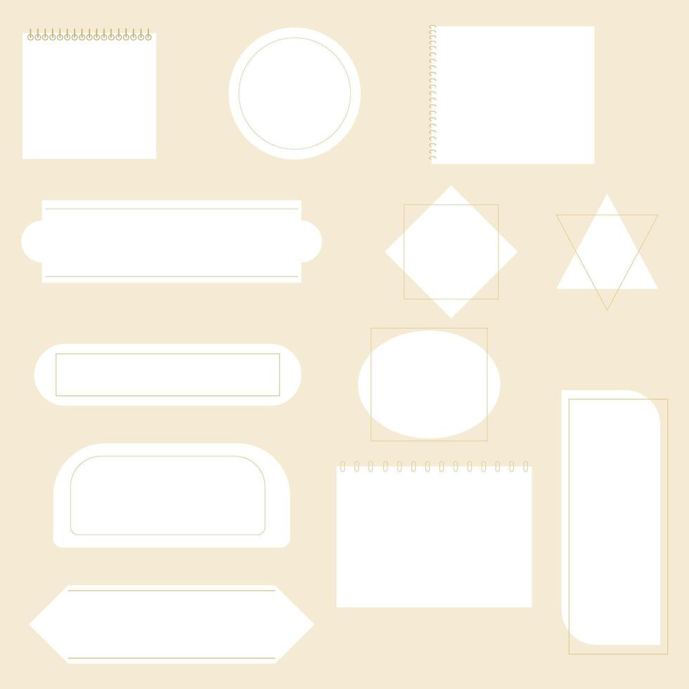 collection of blank label shapes and calendar frames for design template vector