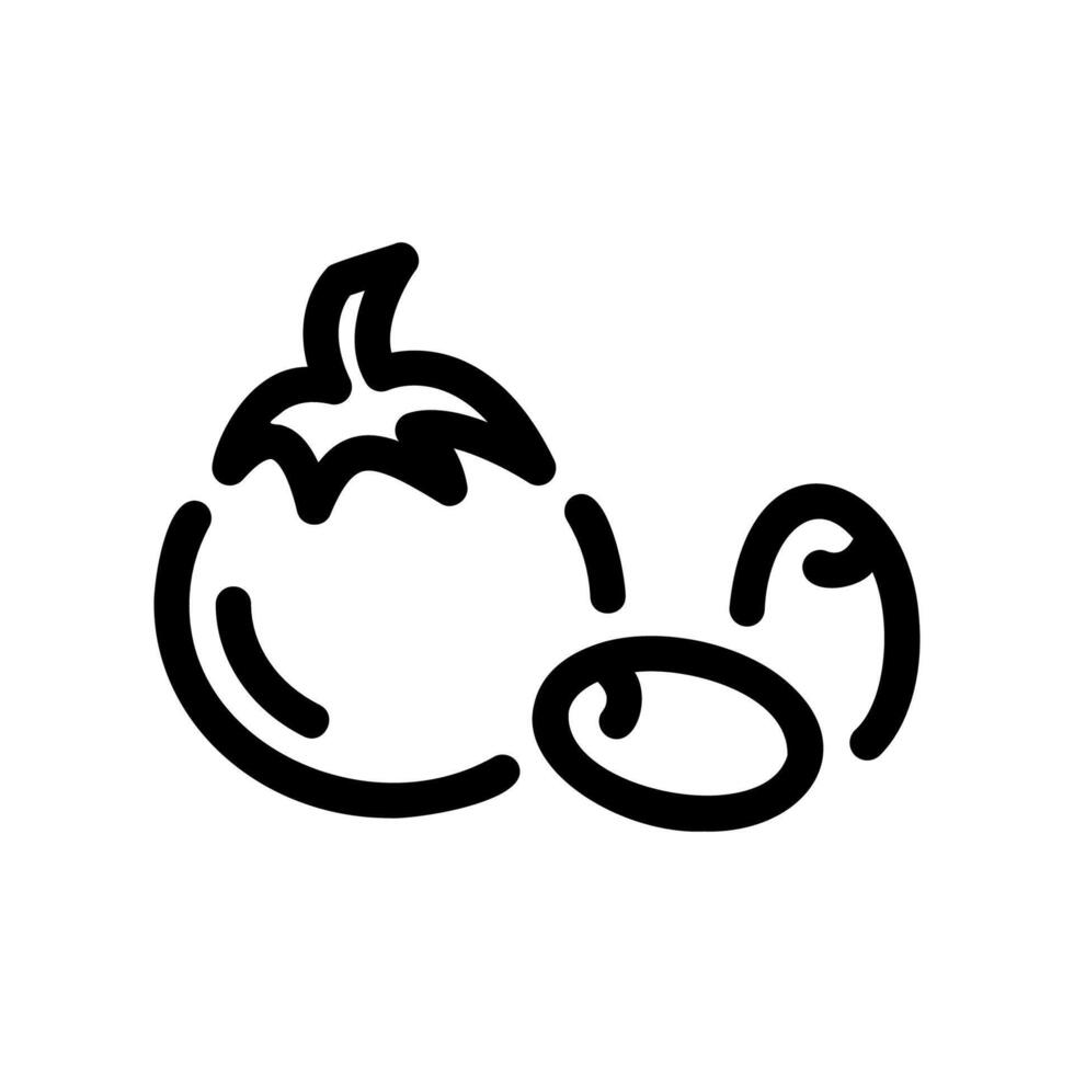 Fresh tomato and an olive, depicting healthy ingredients for salads vector