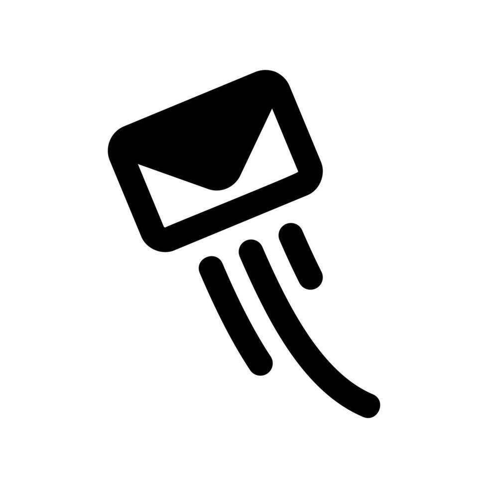 Flying envelope with motion lines indicating rapid message delivery vector