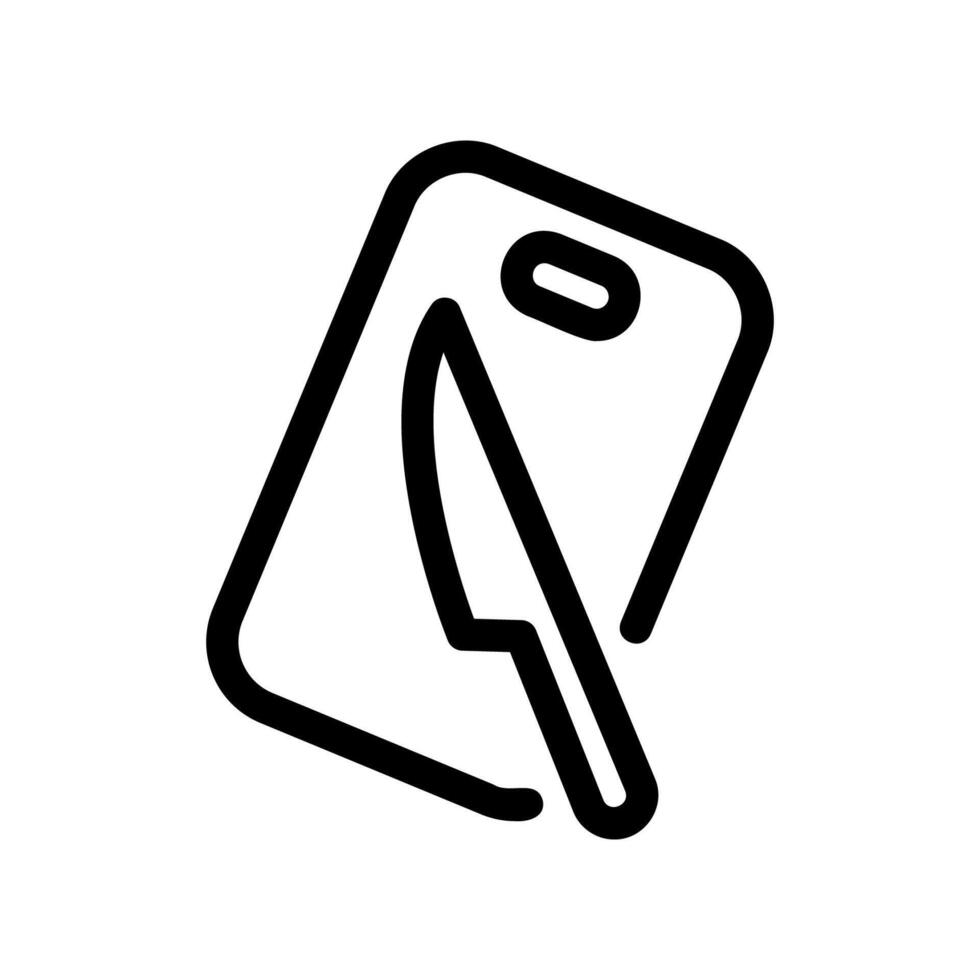 Sharp knife resting on a cutting board, for food preparation vector