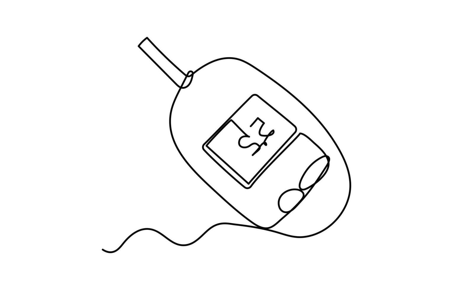One line illustration of diabetic patient testing blood sugar with glucometer in hand vector