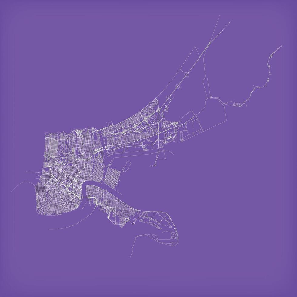 New Orleans City in Louisiana United Stated street road map,outline illustration image vector