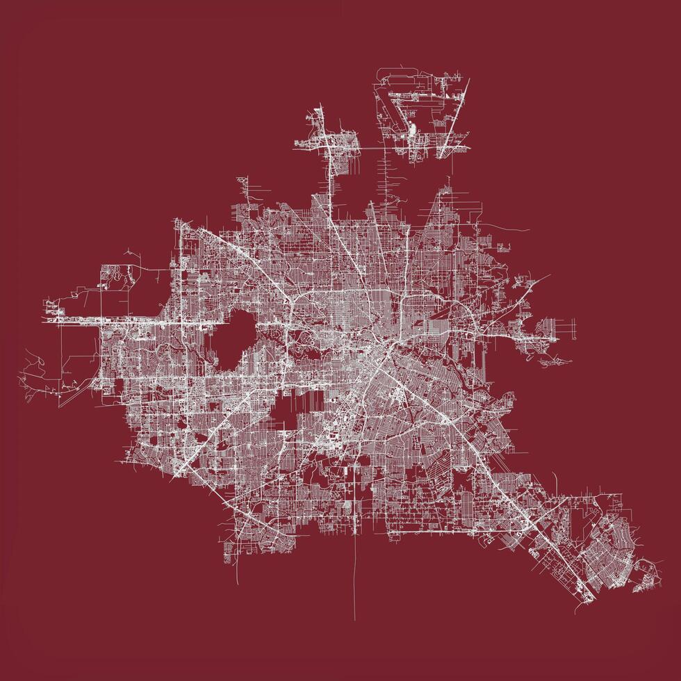 Houston City in Texas United Stated street road map,outline illustration image vector