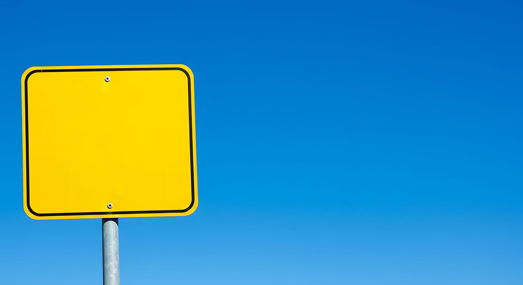 A yellow sign on a pole photo