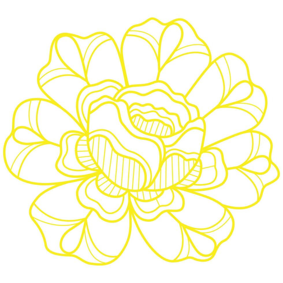 Yellow flower pattern hand drawn for adult coloring book vector