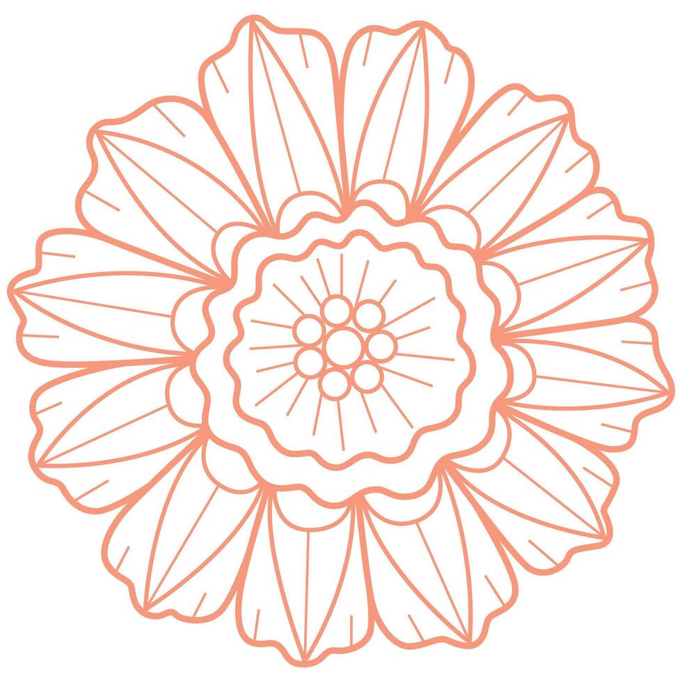 Orange flower pattern hand drawn for adult coloring book vector