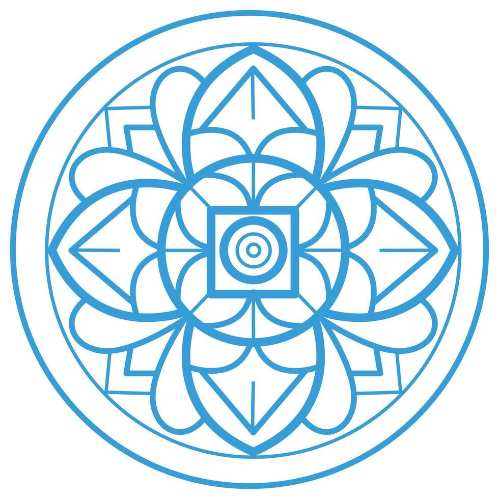Blue circle flower hand drawn for adult coloring book vector