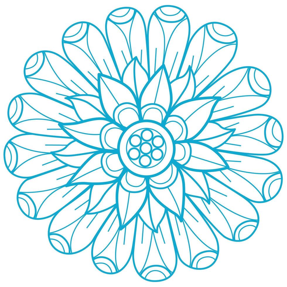 Blue flower pattern hand drawn for adult coloring book vector