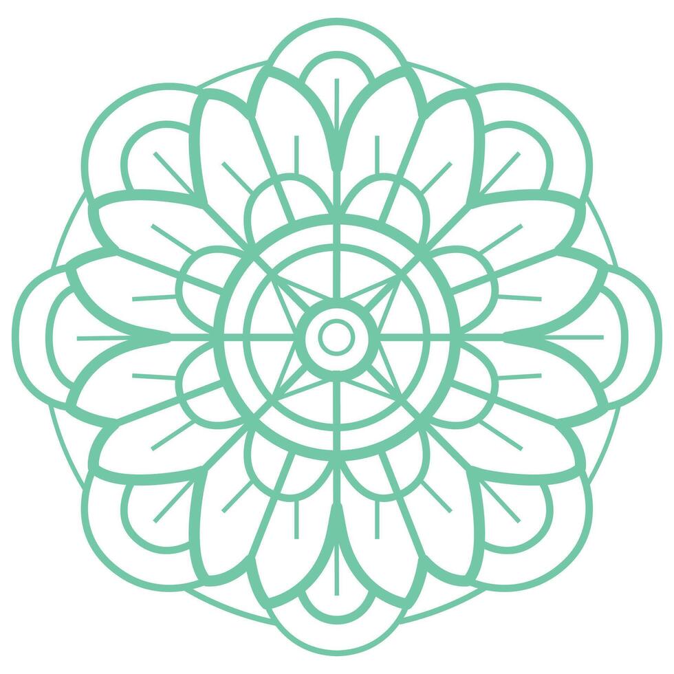 Sea blue circle flower hand drawn for adult coloring book vector